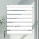 FOIRESOFT Noiseless+ Custom Cordless Light Filtering Zebra Blinds [Morning, Pure_White, W 45 x H 64 inch] Windows Sheer Shades for Day and Night Light Control, Gentle Moving Dual Layer