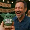 Dad Gifts From Son Daughter - Handmade Baby Yoda Positive Crochet with 30 Funny Signs - Star Wars Birthday Gift for Husband, Stepdad - Starwars Present Idea for Fathers Day | Dad Birthday Present Idea