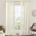 LAMIT 38 Inch Width Semi Sheer Linen Curtains 2 Panels, Cream Ivory Light Filtering Panels Back Tab and Rod Pocket Boho Neutral Drapes for Living Room/Bedroom/Farmhouse, 38 x 84 Inch (Natural)