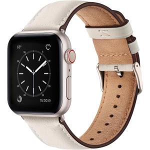 SUNFWR Leather Bands Compatible with Apple Watch Band 41mm 40mm 38mm 42mm(series 11 10) for Men Women, Top Grain Genuine Leather Replacement Strap for iWatch SE 3 2 1, Series 11 10 9 8 7 6 5 4 3 2 1