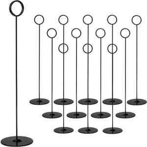 Tosnail 12 Pack 12" Tall Table Number Holders, Place Card Holder Picture and Photo Display, Reserved Table Sign Stands for Centerpiece, Food Sign, Memo Note, Wedding Party Setting - Black