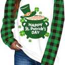 Pack Of 2 TMSD Women's Mardi Gras St Patrick's Day Sweatshirt Raglan Sleeve Crew Neck Top, Large, Medium 