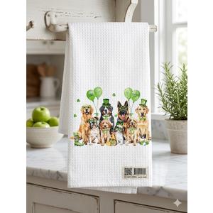 St Patricks Day Kitchen Towels, St Patricks Day Decorations, Cherry Bow Shamrock Lucky Charms Decoration, Shamrock Hand Towels for Spring Seasonal Home Kitchen Bathroom Bar 16x24 Inch