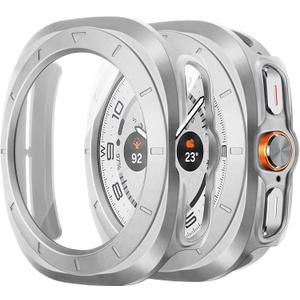 Amizee 2 Pack Screen Protector Case Compatible with Samsung Galaxy Watch Ultra (2025/2024) 47mm, with Built-in Screen Protector Hard PC Ultra Thin Anti-Scratch Protective Cover (Silver/Clear)