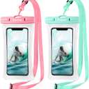 CACOE [Floatable] Floating Universal Waterproof Phone case 2 Pack-Up to 7.0",Waterproof Phone Pouch with Adjustable Neck Lanyard,IPX8 Cell Phone Dry Bags for Beach Pool SwimmingBlue+Pink