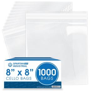 Spartan Industrial - 8" X 8" (1000 Count) Crystal Clear Resealable Cello Poly Bags for Packaging Prints & Photos - Self Seal