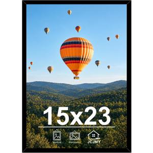 JCJMY 15x23 Picture Frame Black for Photo and Poster, Horizontal and Vertical Formats for Wall Hanging, Wall Gallery Frame for 15 by 23 Photos
