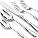 60 Piece Silverware Set for 12, Premium Stainless Steel Flatware Set, Eating Utensil Sets with Steak knives, Cutlery Tableware Service Include Fork Knife Spoon Set, Mirror Polished