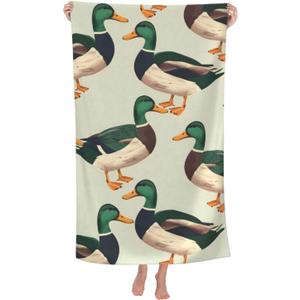 Mallard Duck Beach Towel 31inx51in, Animal Sand-Free Microfiber Bath Towel Ultra Soft Quick Dry Pool Towel Absorbent Towel Lightweight Towel for Swimming Bathroom Decor