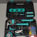 Amazon Basics 142-Piece Household Tool Kit for Home Repair, Hand Tools with Storage Case, 13.39 x 9.25 x 2.95 inch, Turquoise