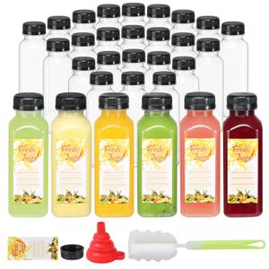 30pcs 10oz Empty Plastic Juice Bottles with Caps Reusable Food Grade Drink Bottles with Leak-Proof Tamper Evident Caps Bulk Clear Beverage Containers for Homemade Drinks Smoothie Milk