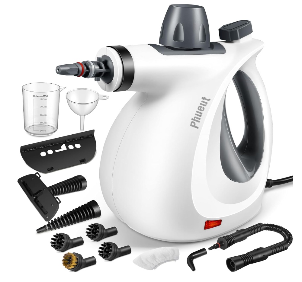 Pressurized Handheld Multi-Surface Natural Steam Cleaner with 12 pcs Accessories, Multi-Purpose Steamer for Home Use, Steamer for Cleaning Floor, Upholstery, Grout and Car 