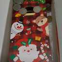 Sosation Christmas Mini Tabletop Cornhole Game Set 5" W x 10" L Mini Cornhole Board with Xmas Gift Box and 12 Coins Portable Wooden Desktop Toss Game Set for Family Christmas Party Prize Travel Home