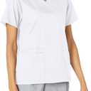WonderWORK Women's V-Neck Scrub Top (White), S
