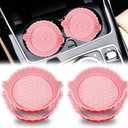Car Cup Holder Coaster,Non-Slip Car Cup Holder Coasters,Universal Car Cup Holder Insert,Car Interior Accessories Mat(Pink diamonless, 4 Pack)