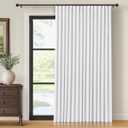 INOVADAY Thermal Sliding Door Curtains 100% Blackout Curtains for Bedroom, Sliding Glass Door Drapes Extra Wide for Patio Linen Textured Farmhouse Window Treatment, Bright White, 1 Panel, W100xL108