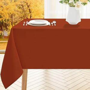 Smiry Rectangle Table Cloth, Waterproof Anti-Scratch Polyester Tablecloth, Decorative Washable Fabric Table Cover for Dining, Buffet, Parties and Outdoor, 60x84, Rust
