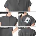 Sixriver Scrubs for Women Set,Soft Mock Collar Scrub Top & Jogger Scrub Pant,8 Pockets,Relaxed Fit Stretch Nurse Uniform Sets, Dark Grey Small