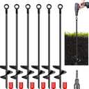 6 Pcs 30 Inch Auger Earth Anchor Shed Anchor Kit Spiral Blade Heavy Duty Shed Anchors Wind Stakes for Trailer, Shelters, Tents, Canopies, Trapping, Swing Sets