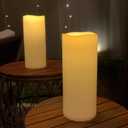 2 x NURADA Large Outdoor Flameless Candles 12" x 5" - Waterproof LED Pillar Flickering Candle Battery Operated with Timer Remote Control for Patio Porch Lanterns Decor - Long Lasting Set of 2