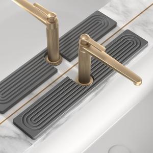 Faucet Mat for Kitchen Sink, Diatomite Stone Drying Sink Protectors, Bathroom Faucet Splash Guard, Quick Dry Water Absorbing, Non-Slip Stone Tray for Kitchen Counter, Grey, 23.6" x 3.9" (Gray)