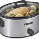 Hamilton Beach 6-Quart Slow Cooker with 3 Cooking Settings, Dishwasher-Safe Stoneware Crock & Glass Lid, Silver (33665G)