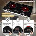 23" Portable Infrared 2 Burner 3500 Electri Burner with 2 Hours Timer-Electric Hot Plate Touch Control Panel Adjustable Heating Power Glass Plate Electric Cooktop for Cooking