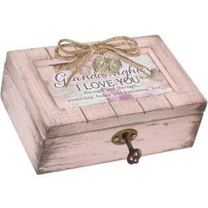 Cottage Garden Granddaughter Love Petite Locket Distressed Blush Pink Music Box Plays Light Up My Life