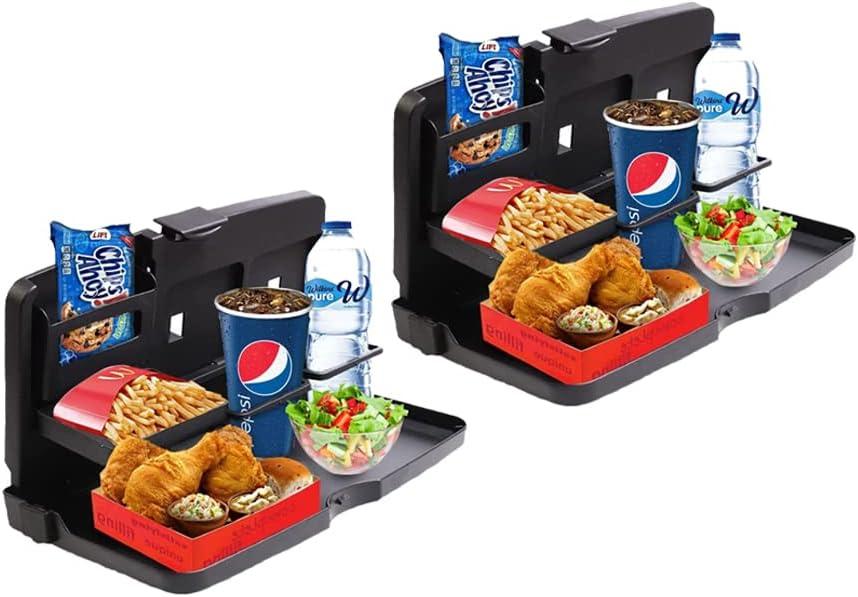VaygWay Foldable Car Food Tray Holder Multi- Functional Portable Auto Food and Drink Holder Black Eating Organizer Backseat Car Tray  Kids Table Food Holder Desk- Laptop, Meal (2 Pack Black)