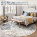 DMOYEST 10ft Round Area Rug Living Room Rugs - 10x10 Washable Circle Rug Large Soft Indoor Neutral Modern Abstract Low Pile Carpet for Bedroom Dining Room Farmhouse Home Office - Beige Blue