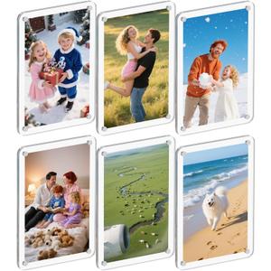 Dooiclear 6 Pack Magnetic Picture Frame for Fridge, 4x6 Inch Photo Frame for Refrigerator, Double Sided Clear Photo Frame, Acrylic Picture Magnet Frame for Home, School, Office