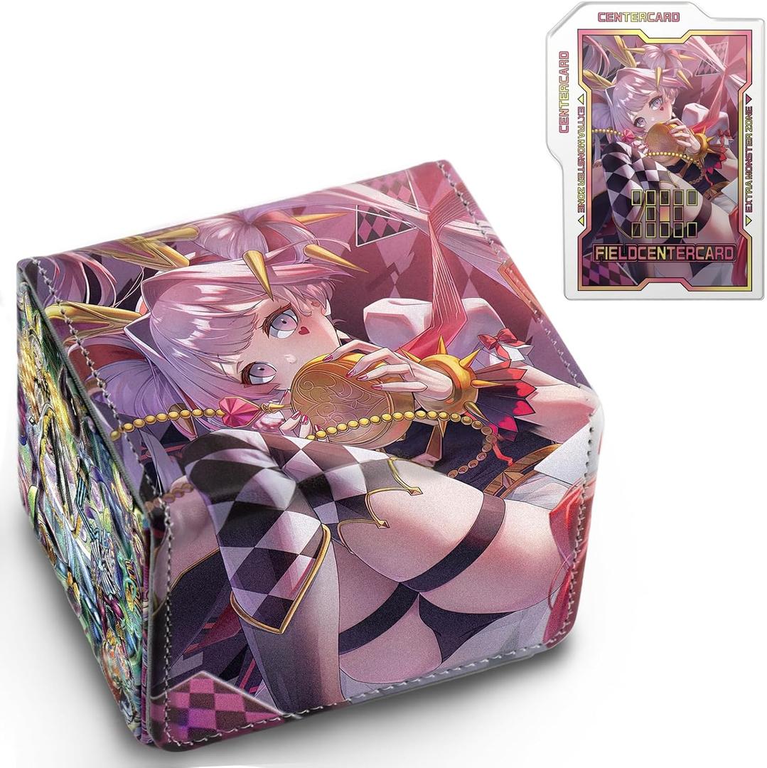 Card Deck Box Fits for YGO MTG,100+ Card Storage Box Trading Games PU Leather Storage Premium Deck Case (Maliss)
