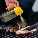 Oil Spray Bottle Dispenser for Kitchen Cooking, 470ml 16oz 2 in 1 Olive Oil Mister with 2 Waterproof Stickers for Kitchen Gadgets, Air Fryer, Salad, Frying, BBQ -Yellow Lid + Green Bottle