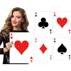 MotiMind 4 Pcs Jumbo Playing Cards 15.8 x 12.6 Inches Large Print Giant Thick Poker Card for Casino Theme Party Decorations Birthday Game Night Party Decor (A)