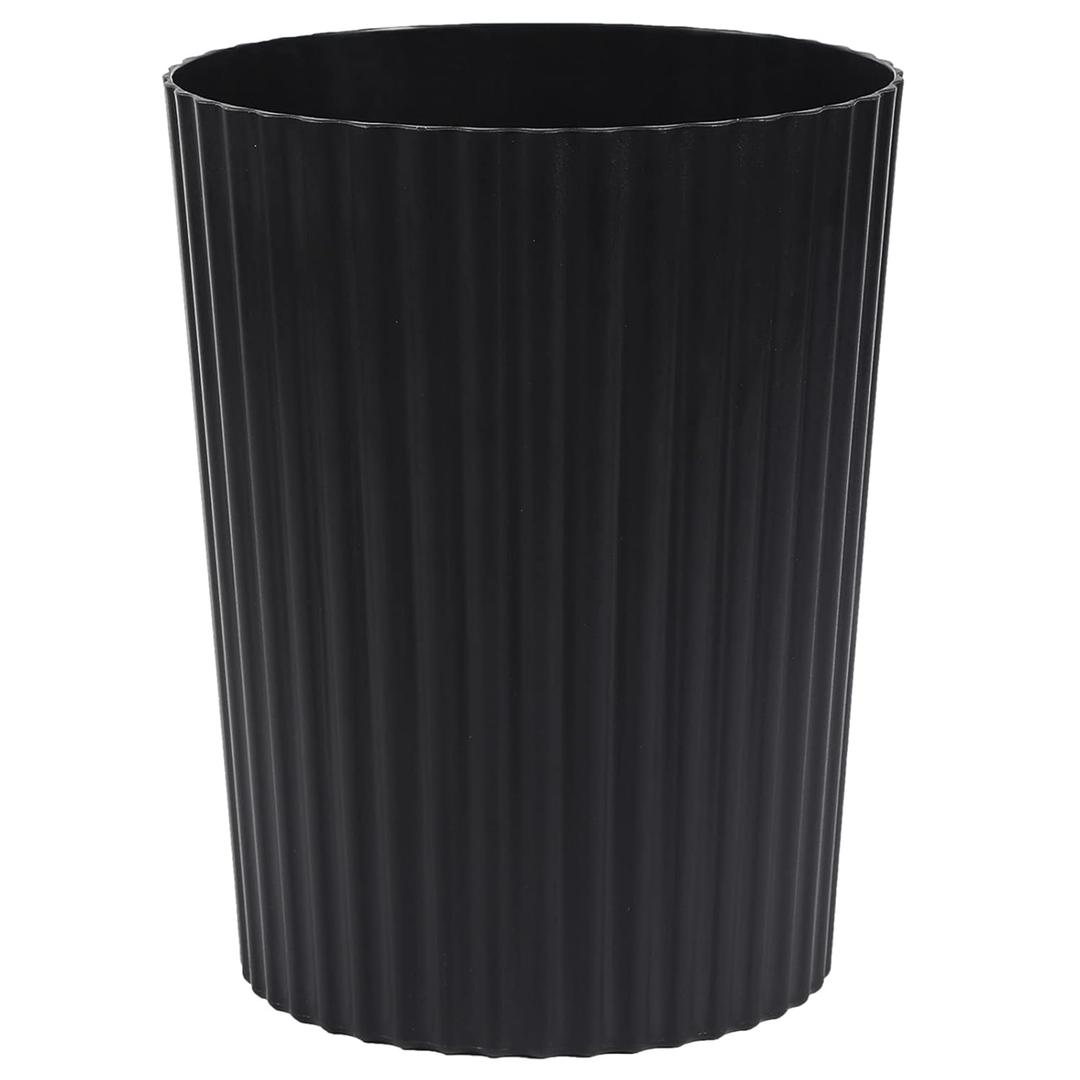 JiatuA Small Trash Can Plastic Wastebasket Round Garbage Container Bin for Bathroom, Kitchen, Bedroom, Home Office, College Dorm, Black (1.8 Gallons)