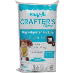 Fairfield Poly-Fil Crafters Choice, Dry Polyester Packing Fiber Fill, Stuffing for Stuffed Animals, Toys, Dolls, and More, Machine-Washable Poly-Fil Fiber Fill, 10-ounce Bag