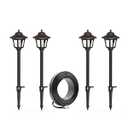 Landscape Lighting Low Voltage Path Lights Crackle Glass Housing 3W 120 Lumens Outdoor Light 4PK with 100FT Low Voltage Cable