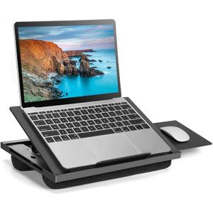 HUANUO Lap Desk Fits Up to 15.6 inch Laptop, Adjustable Laptop Stand with 6 Tilt Angles, Retractable Mouse Pad Tray with Cushion, Portable Lap Desk for Bed, Couch, Sofa, Reading, Writing