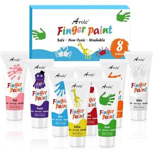 AROIC 8PCS Washable Finger Paint, Non-Toxic Finger Paints 8Colors(1.05fl oz), Art Supplies Painting Supplies Gifts, Hand Paint DIY Crafts for Children Age 13+ and Adults