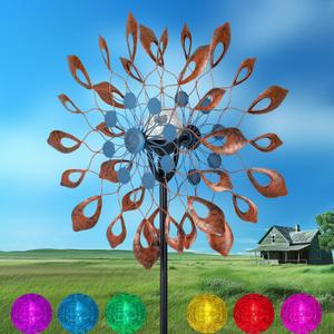 Solar Wind Spinners Outdoor 73 Inches360 Degrees Kinetic Wind Sculpture Spinner Windmills for Outdoor Lawn & Garden Decoration