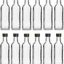 Hot Sauce Bottles 21-Pack 5oz Round Small Glass Bottles with Caps & Funnel - Reusable Mini Sauce Containers for Chili Oil, Vinegar, Gift Favors - Leakproof & Label-Ready