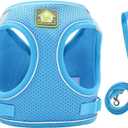 Dog Harness with Leash Set, No Pull Adjustable Reflective Step-in Puppy Harness with Thickened Padded Vest for Extra-Small/Small Medium Dogs (Blue, Medium)