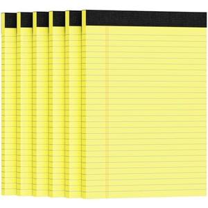 Ciphyfee 6pcs Legal Pads 8.5 x 11, Notepads 8.5 x 11.75 College Ruled Notebook, Writing Pads of Paper, Yellow Note Pads, Memo Pad Papers Perforate Legal Notepads Narrow Ruled Line,30 Sheets Per Pack