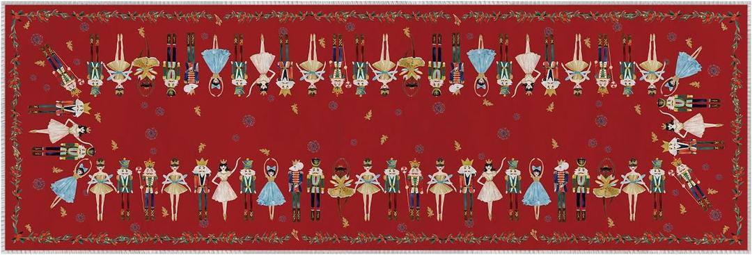Artoid Mode Watercolor Red Nutcrackers Merry Christmas Runner Rug, Winter Home Decor Low-Profile Washable Area Rug for Hallways Entryway Bedroom Bathroom Laundry Room Indoor 2x6 Feet