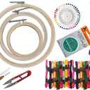 Embroidery Kit Cross Stitch Kit DIY Kit: Embroidery Hoop Frames, Threader, Floss Skein Thread, Thread Cutter, Tracing Wheel, Seam Ripper and Needle Compact