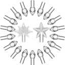 Clear White Replacement Lights Bulbs for Ceramic Christmas Tree, Mini Flame Light Ornaments for Ceramic Tree, Small Twist Pegs Accessories for Crafts, 2 Stars Treetopper177 Bulbs Set