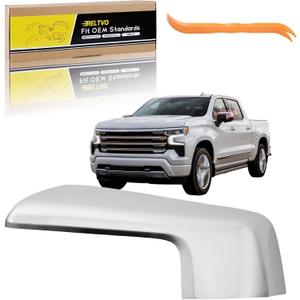 Chrome ABS Mirror Cover for 2019 2020 2021 2022 2023 2024 2025 Chevy Silverado 1500 & GMC Sierra 1500,Precision Fit Replacement Side Caps (Chrome, Left)