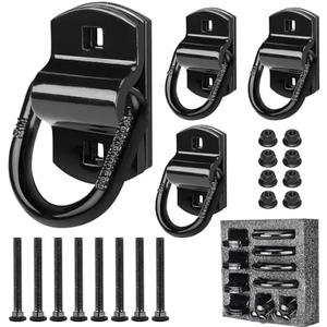 KOAKOMI 1/2" Heavy Duty Bolt-On Forged D Ring Tie-Down Anchors, 12000 lbs High Strength Capacity Trailers Trucks Bed Tie Downs Anchors for RV Trailer Truck Cargo Tie Downs, with Locking Bolts & Nuts