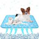 DELIFUR Dog Cooling Mat - Pet Cooling Mat Outdoor for Dogs Self Cooling Pad for Puppy Small Medium Dog Machine Washable (Large, Blue Snowflake)