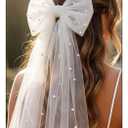 JONKY Bow Veil Bridal Veils Bachelorette Party Hair Clips for Women (Style1)